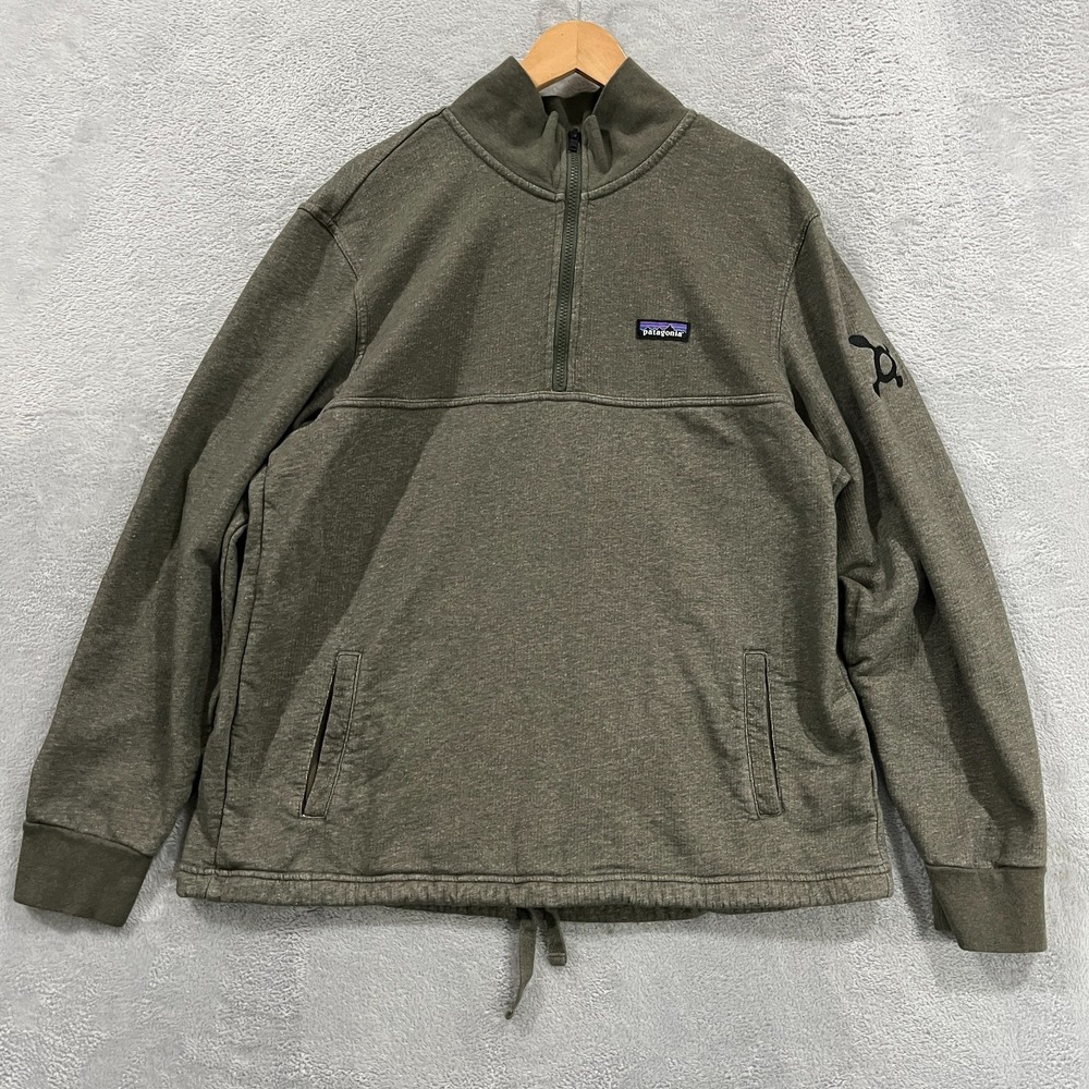 Patagonia Mahnya Sweater Mens‎ Large Fleece Pullover Sage Green 1/4 Zip